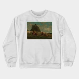 Boy and Girl in a Field with Sheep by Winslow Homer Crewneck Sweatshirt